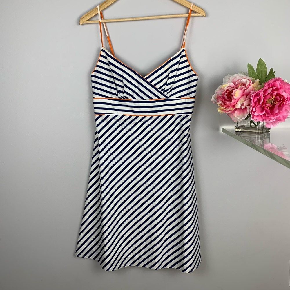 Blue and orange and white sundress